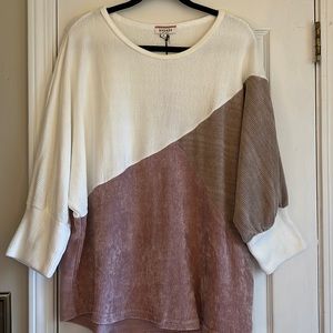 NWT color block corduroy 3/4 sleeve sweater